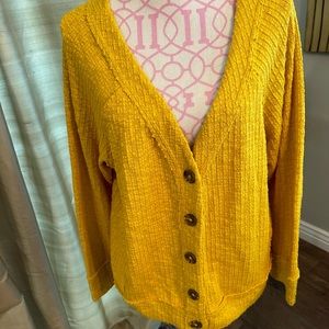 Two by Vince Camuto XL cotton blend mustard color cardigan sweater